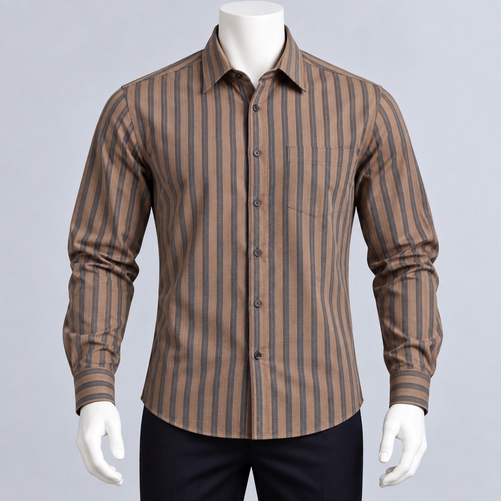 Apt. 9 Button Down Shirt Mens XL Brown Striped Superfine 80s Cotton Long Sleeve